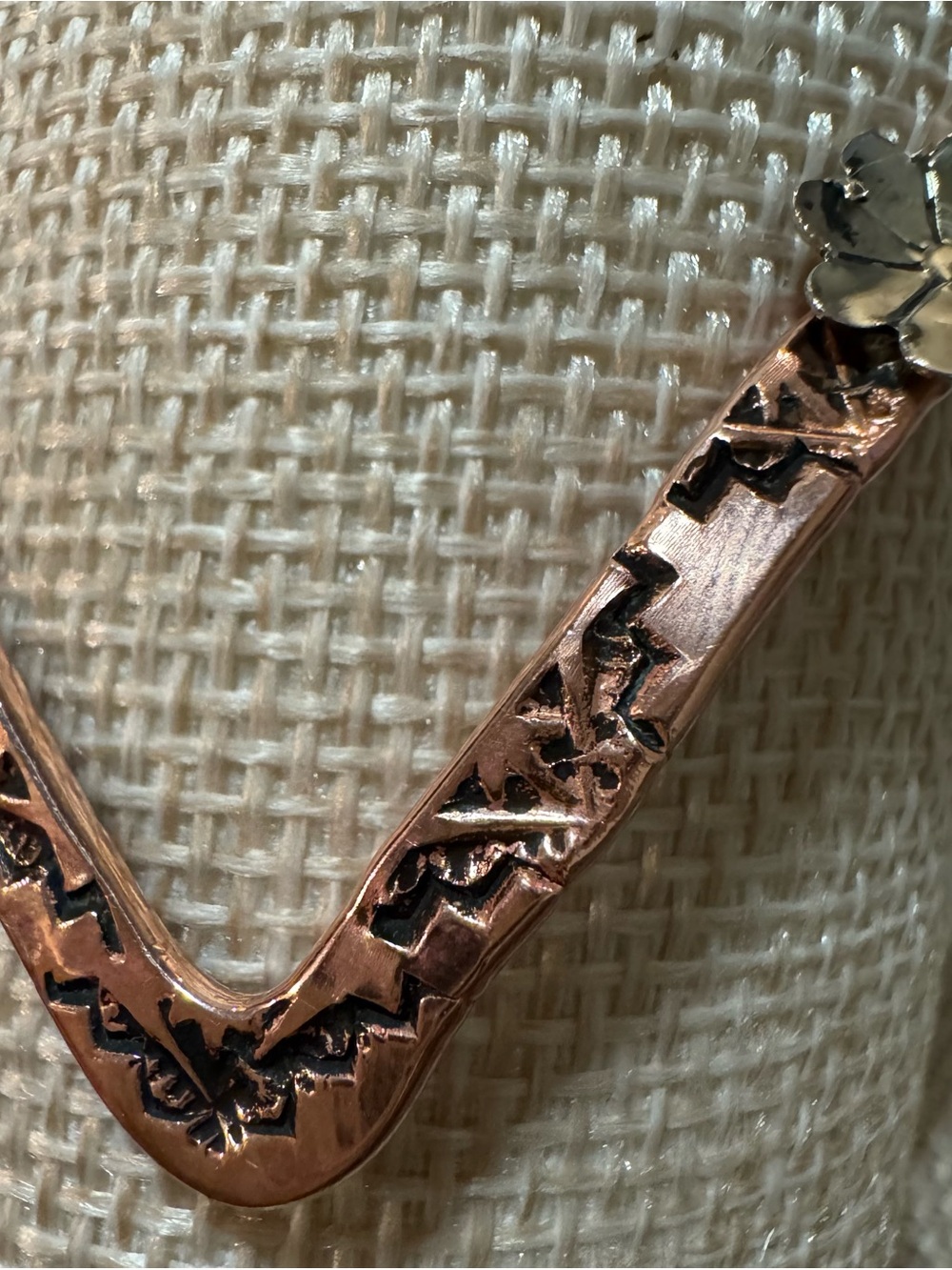 Native American Copper Chevron Cuff Bracelet - Picture 5 of 8